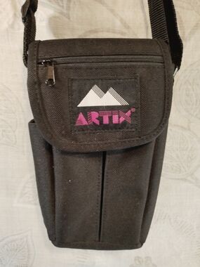 Artix Black Canvas Compact Messenger Bag